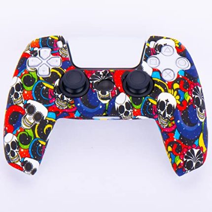 PS5 Controller Skin - Skull Design + Thumb Grips